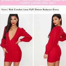 Prettylittlething Dresses | Plt Red Lace Mini Dress | Color: Red | Size: S