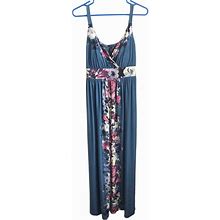 Soma Dresses | Sale Soma Intimates Dusty Blue Floral Padded Jersey Knit Maxi Dress Xs | Color: Blue | Size: Xs