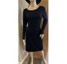Talbots Black Long Sleeve Midi Dress W/Back Tie Petite Small Retails