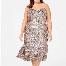 Adrianna Papell Dresses | Adrianna Papell Multicolored Sequins Dress | Color: Pink/Silver | Size: 22