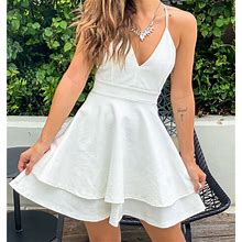 Saved By The Dress Dresses | White Tiered Short Dress With Lace Back | Color: White | Size: S