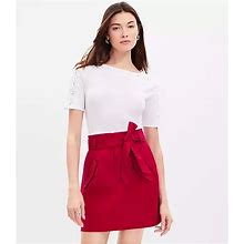 Loft Petite Tie Waist Flap Pocket Skirt Size 0 Magenta Kiss Women's