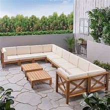 Wayfair Outdoor 12 Piece Sectional Seating Group W/ Cushion Wood/Natural Hardwoods In Brown 52Ba03f28a666bcc26948e43c72336aa
