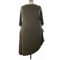 Torrid Casual Dress - A-Line Crew Neck 3/4 Sleeves: Brown Solid Dresses - New - Women's Size 3X Plus