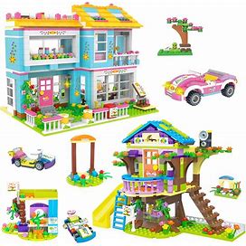 Friends House Building Kit For Girls, Friends Tree House Family House Building Set With Storage Box, Creative Roleplay Building Blocks Toy Birthday