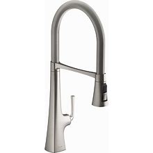 Kohler 22060-VS Graze Commercial, 3 Function Tall Semi-Pro Kitchen Sink Faucet With Pull Down Sprayer, Vibrant Stainless