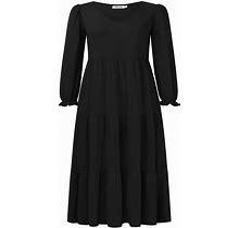 Women's Long Puff Sleeve Maxi Dress