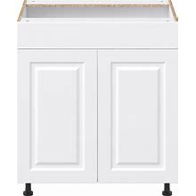 Project Source Cheyenne White 30-In W X 34.5-In H X 24.56-In D White Sink Base Ready To Assemble Cabinet (Raised Panel Square Door Style) | SB30B
