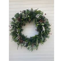 Evergreen Winter Wreath, Everyday Front Door Wreath Great Gift Idea, Multiple Greenery Wreath