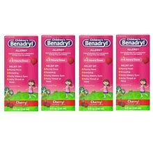 4 Pack - Benadryl Children's Allergy Liquid Cherry 8Oz Each
