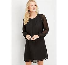 Maurices Smock Sleeve Solid Black Shift Dress Women's XS New With Tags