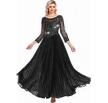 Lace Appliques Mother Of The Bride Dresses For Wedding 3/4 Sleeves Long Formal Evening Dresses For Mom