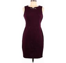 Ivanka Trump Casual Dress - Sheath Crew Neck Sleeveless: Burgundy Print Dresses - Women's Size 6
