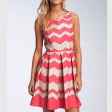 Taylor Dresses | Taylor Pink Chevron Fit Flare Dress | Color: Pink | Size: 8