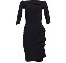 Chiara Boni La Petite Robe Women's Kate Ruffled Three-Quarter Sleeve Bodycon Dress - Black - Size 6