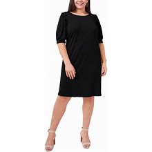 Msk Plus Size Puff-Sleeve Sheath Dress - Black - Size 3X