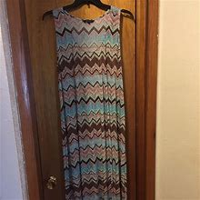 Maxi Dress | Color: Blue/Brown/Pink/White | Size: 3X