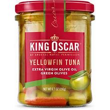King Oscar, Yellowfin Tuna, Extra Virgin Olive Oil, Green Olives, 6.7 Oz (190 G), KOC-88620