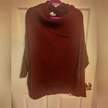 Venus Sweaters | Venus Sweater Size L/Xl Burgundy Cowl Neck Ribbed Sleeves Never Worn | Color: Purple | Size: L