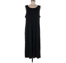 Talbots Casual Dress - Midi Crew Neck Sleeveless: Black Solid Dresses - Women's Size Medium Petite