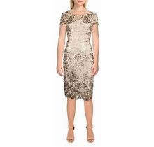 Alex Evenings Womens Beige Lace Knee Cocktail And Party Dress 6 Bhfo