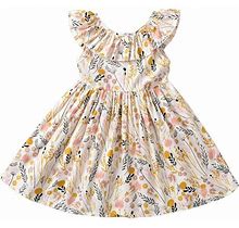 Toddler Baby Girl Sun Dress Wildflower Floral Seaside Beach Dress Overall Outfits Onepiece