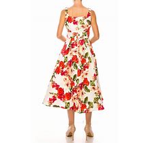 Danny & Nicole Women's Ivory Coral 91564Mz - Tea Length Floral A-Line Dress Size 14