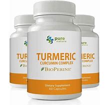 Pure Nature Plus Turmeric Curcumin Extract Complex 1300Mg W/ Bioperin 3 Bottles