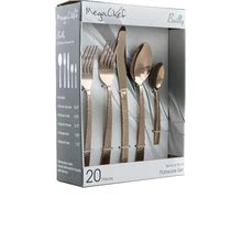 Megachef Baily 20 Piece Flatware Utensil Set, Stainless Steel Silverware Metal Service For 4 in Rose Gold
