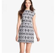 Theory Orinthia Jacquard Dress Size 8 Excellent Condition With Cap Sleeves