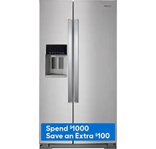 Whirlpool 20.6-Cu Ft Counter-Depth Side-By-Side Refrigerator With Ice Maker, Water And Ice Dispenser (Fingerprint Resistant Stainless Steel)