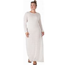 Women's Plus Size Knit Crochet Boat Neck Maxi Dress - Off-White