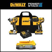 DEWALT 20V MAX Brushless Cordless Hammer Drill/Driver And Impact Driver Combo Kit With 2 POWERSTACK Compact Batteries