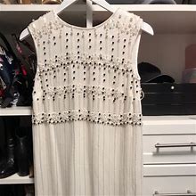 French Connection Dresses | Nwot French Connection White Beaded Shift Dress. | Color: White | Size: 0