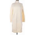 H&M Cocktail Dress - Sweater Dress Turtleneck 3/4 Sleeves: Ivory Solid Dresses - Women's Size Medium