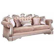 Acme Northville Sofa With 5 Pillows In Velvetand Antique Silver