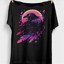 Gildan Pastel Goth Raven Crow T-Shirt Or Goblincore Aesthetic Shirt Or Grunge Clothing - New Women | Color: Black | Size: XL