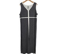 Catherines Dresses | Catherines Dress Womens 3X 26/28W Black White Chevron Sleeveless Maxi Slinky | Color: Black/White | Size: 3X