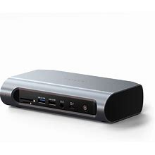 Satechi - Thunderbolt 4 Multimedia Pro Dock-2 Displayport, 2 HDMI, USB C, 5 USB A Port, Micro/SD, Audio, Ethernet Docking Station - Space Gray