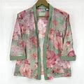 Haband Women's Floral Duster Kimono Sheer Lightweight Vtg Pink Green Size L