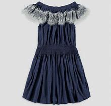 $150 Ella Moss Kid's Girl's Blue Lace Trim Smocked Waist Jersey Dress