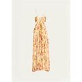 A.L.C. Moira Floral Cut-Out Halter Maxi Dress, Pale Peach, Women's, 4, Casual & Work Dresses Maxi Dresses