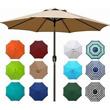 Blissun 9' Outdoor Market Patio Umbrella With Push Button Tilt & Crank- Tan