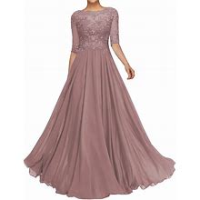 Mother Of The Bride Dresses Long Evening Dress With Sleeves Lace Applique Chiffon Formal Party Gowns For Women