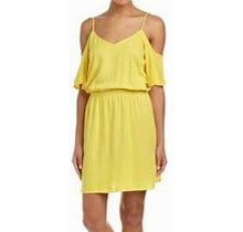 Splendid Cold Shoulder Shift Mini Dress Sunset Yellow S Xs M Straps