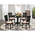 East West Furniture Dublin 5 Piece Dining Set For 4 Includes A Round Kitchen Table With Dropleaf And 4 Linen Fabric Upholstered Dinette Chairs,