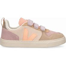 Veja Kids-Girls V-10 Suede Strap Sneakers Pink 29