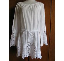 Michael Kors Women's White Embroidered Cotton Mini Dress