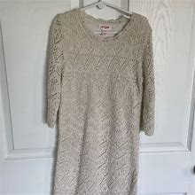 Cat & Jack Dresses | Cat & Jack Cream Girls Dress Long Sleeves Knit With Lining. | Color: Cream | Size: 7G