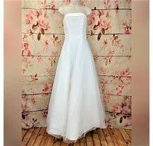Davids Bridal St Tropez Wedding Dress Size 4 White Tulle Ball Gown Beaded 2227